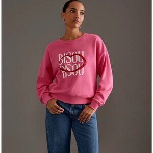 MAEVE Anthropologie Womens S Pink BISOU BISOU Cropped Sweatshirt Jordan Nickson